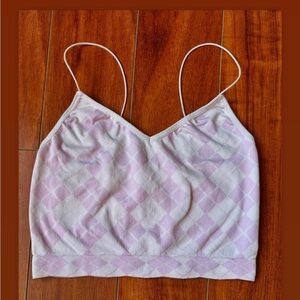 Ardene Pink Argyle Crop Tank Top